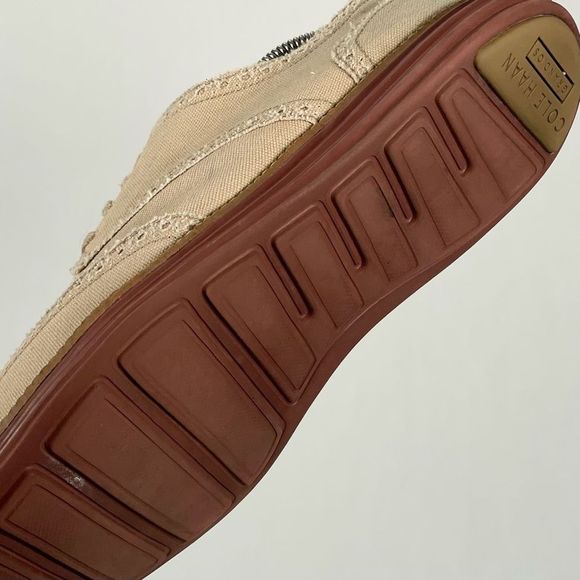 Cole Haan Grand.Øs Lunargrand Oxfords Mens 11 Tan Canvas Wingtip Brogues - Picture 5 of 10